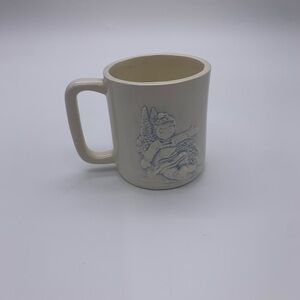 Vtg. (RARE) Signed 1974 Bobbs Merrill Blue Tint Raggedy Ann & Andy 3oz Milk Cup